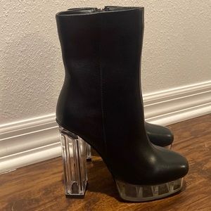 Mid-Calf Black Leather Boots